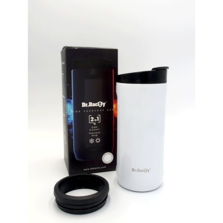 Kubek termiczny na kawę 2w1 Dr.Bacty Notus 360 ml - biały