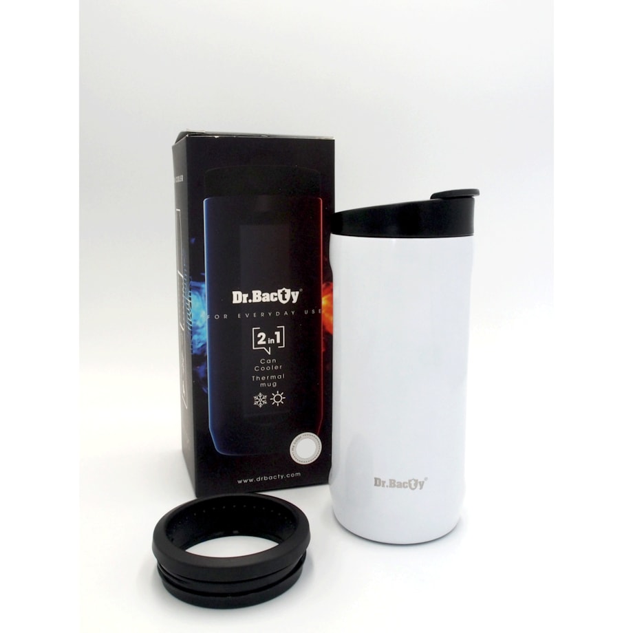 Kubek termiczny na kawę 2w1 Dr.Bacty Notus 360 ml - biały