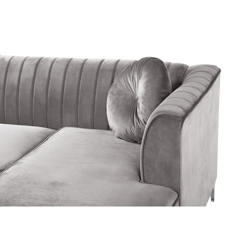 Narożnik welurowy lewostronny szary TIMRA