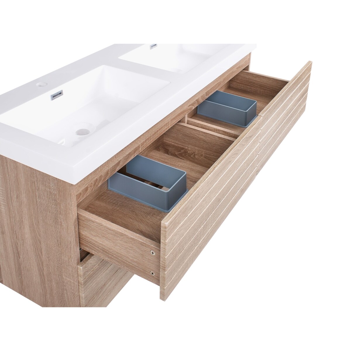 Szafka łazienkowa wisząca z podwójną umywalką URUCU 120 cm 55 cm Jasnobrązowy