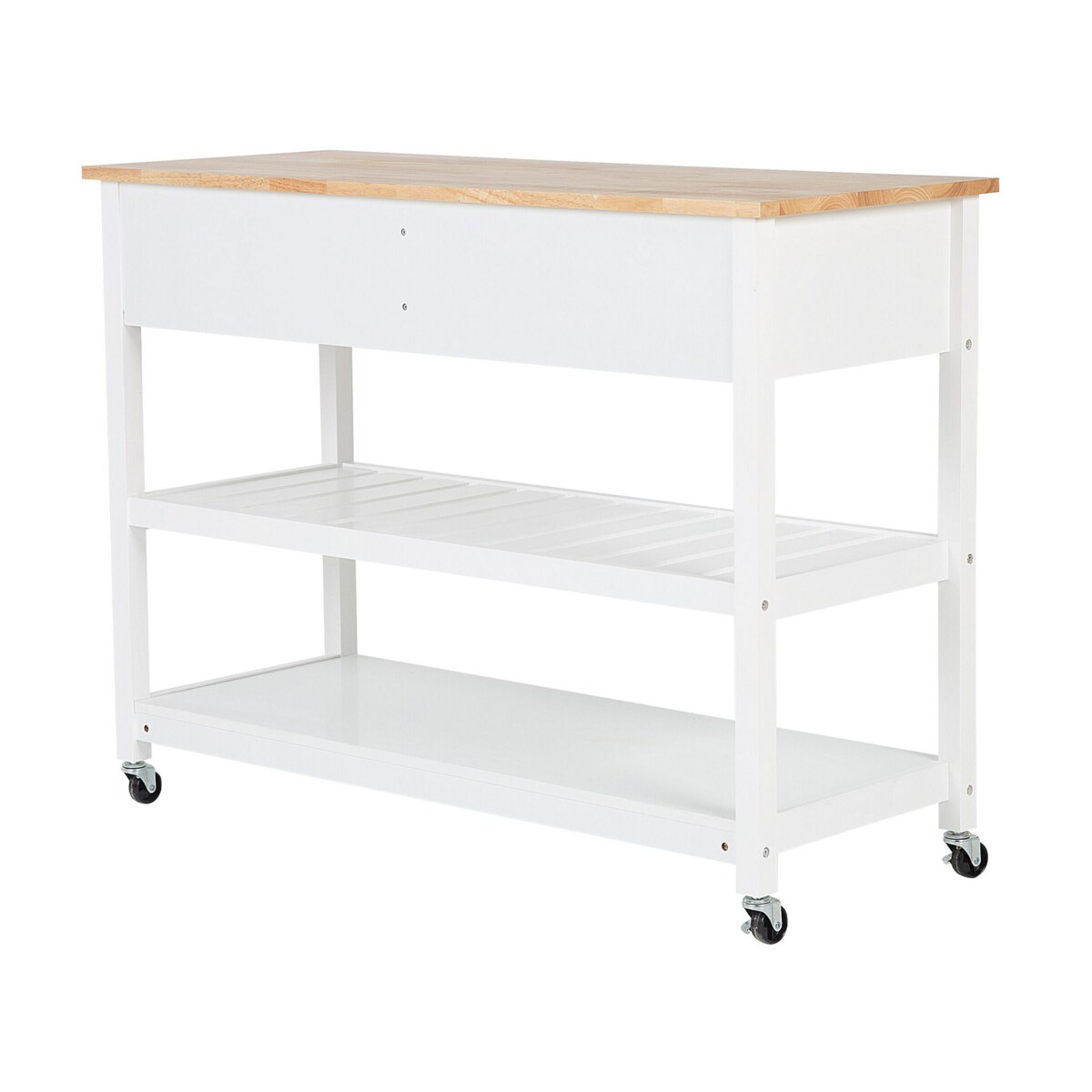 Drewniany wózek kuchenny 2 szuflady biały NAVARINO