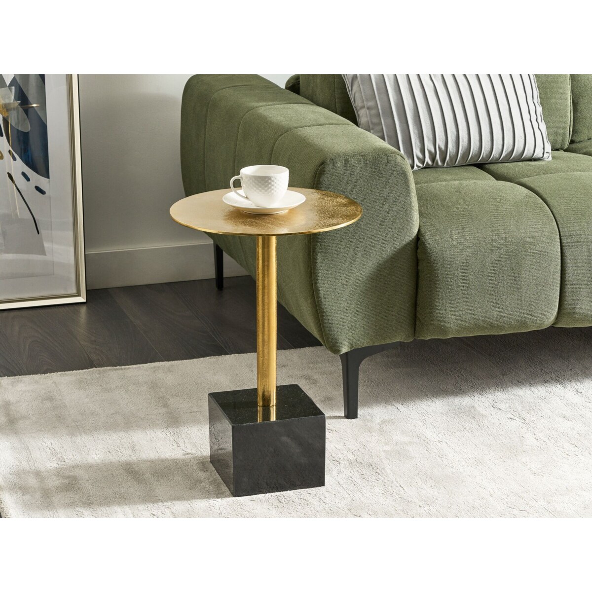 Stolik pomocniczy metalowy złoto-czarny COLIBRI