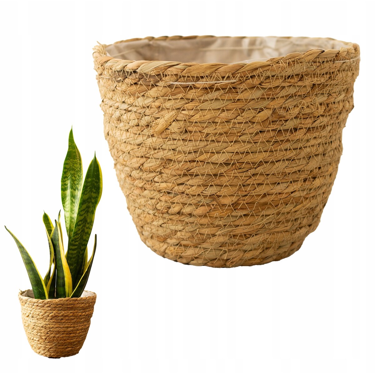 DONICZKA osłonka DUŻA NATURALNA styl boho dekoracyjna okrągła doniczka 20cm