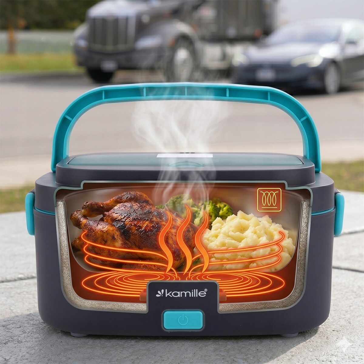 Elektryczny lunch box samochodowy DO AUTA 1.5L + torba termiczna KAMILLE