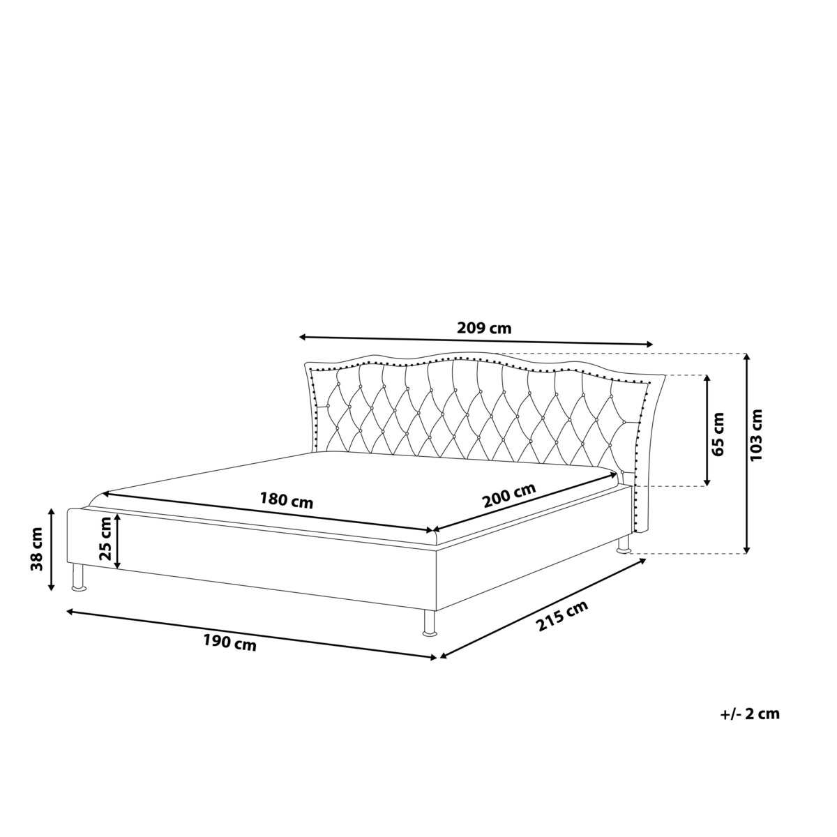 Łóżko Welur METZ 180 x 200 cm Ciemnoszary