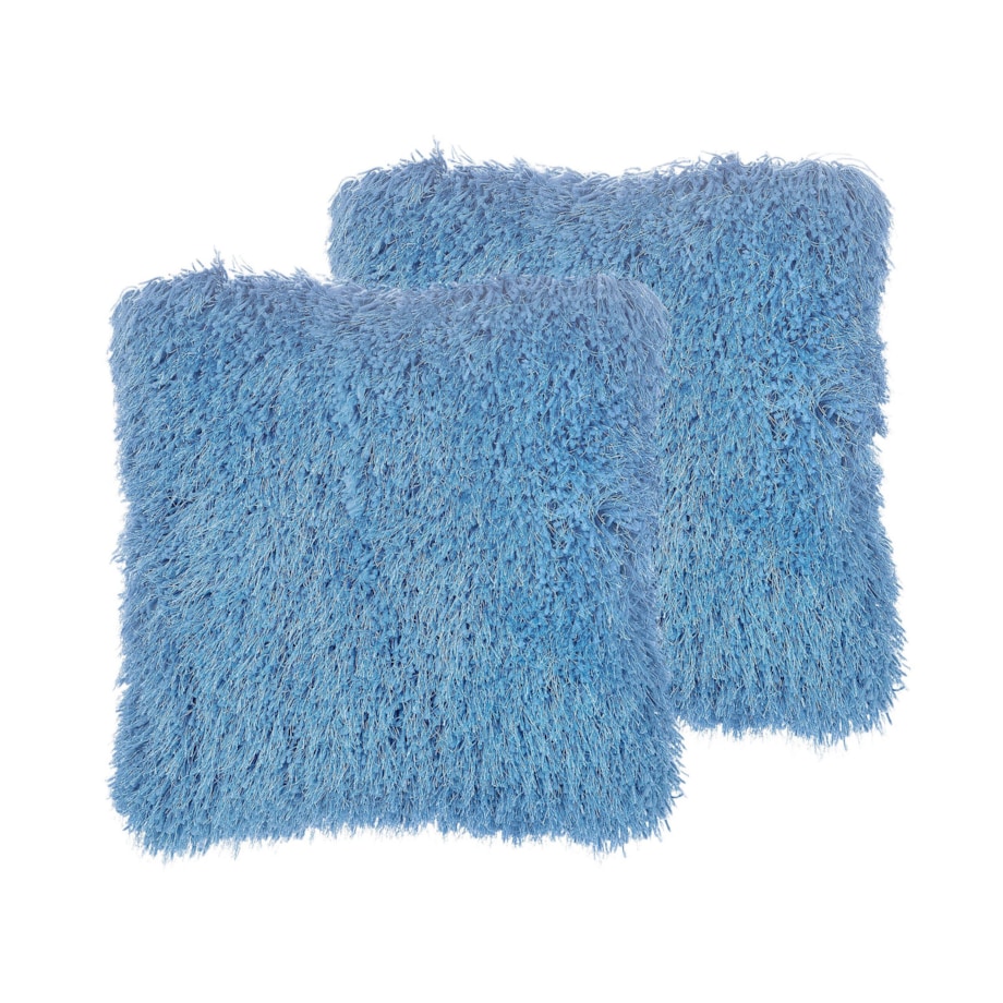 2 poduszki dekoracyjne włochacze 45 x 45 cm niebieskie CIDE