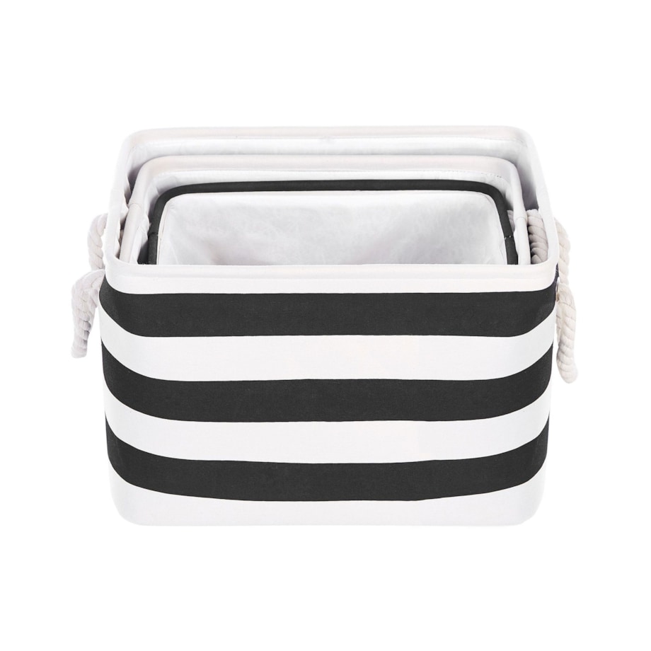 Zestaw 3 koszy tekstylnych czarno-biały DARQAB