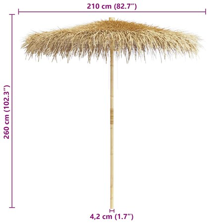 vidaXL Parasol bambusowy z pokryciem z liści bananowca, 210 cm