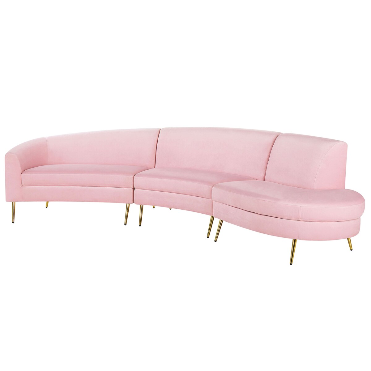 Sofa półokrągła 4-osobowa welurowa różowa MOSS