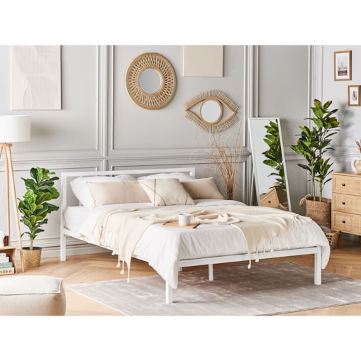 Łóżko metalowe 140 x 200 cm białe CUSSET
