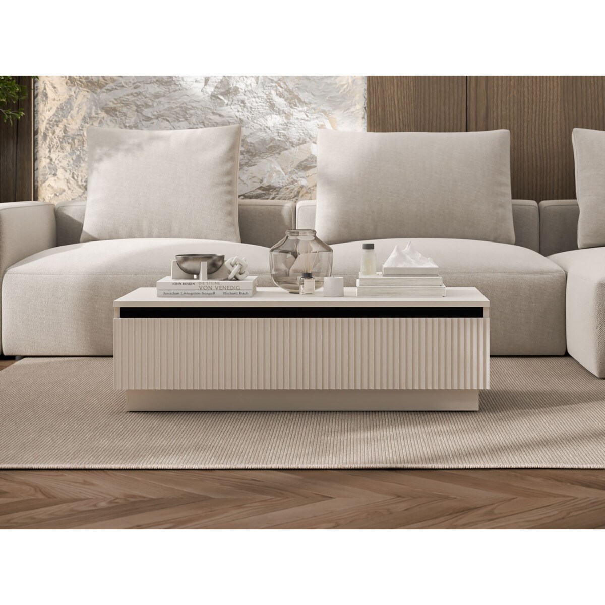 Nowoczesny Stolik kawowy Glamour prostokątny elegancka ława Kaszmir Mat 109 cm