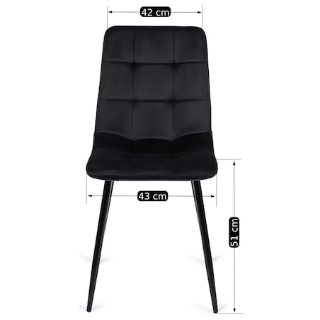 Krzesło Tapicerowane Pikowane Welurowe Kuchenne Do Jadalni Czarne PERU