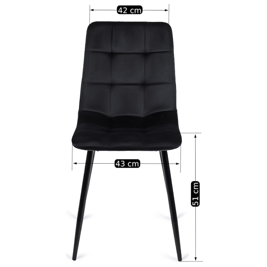 Krzesło Tapicerowane Pikowane Welurowe Kuchenne Do Jadalni Czarne PERU