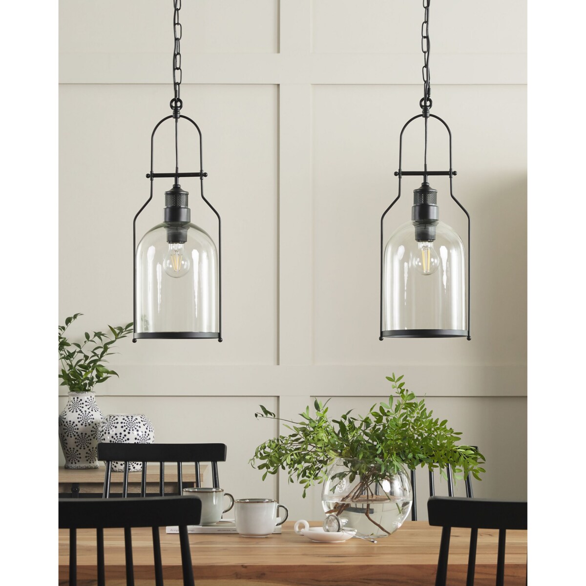 Zestaw 2 lamp wiszących metalowy czarny BASHILO