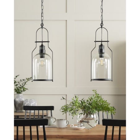 Zestaw 2 lamp wiszących metalowy czarny BASHILO