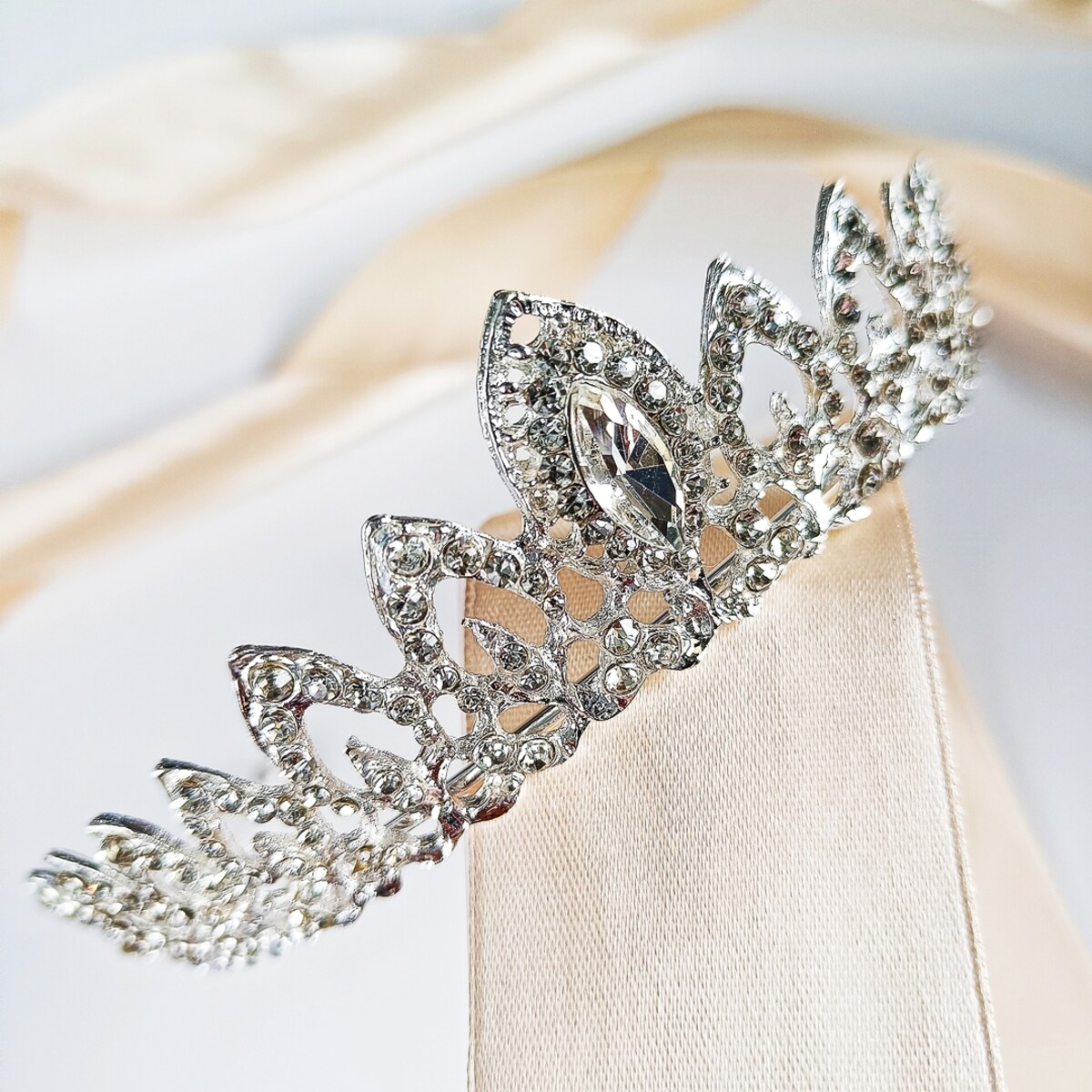 DIADEM srebrny na ślub Panieński wesele błyszczący