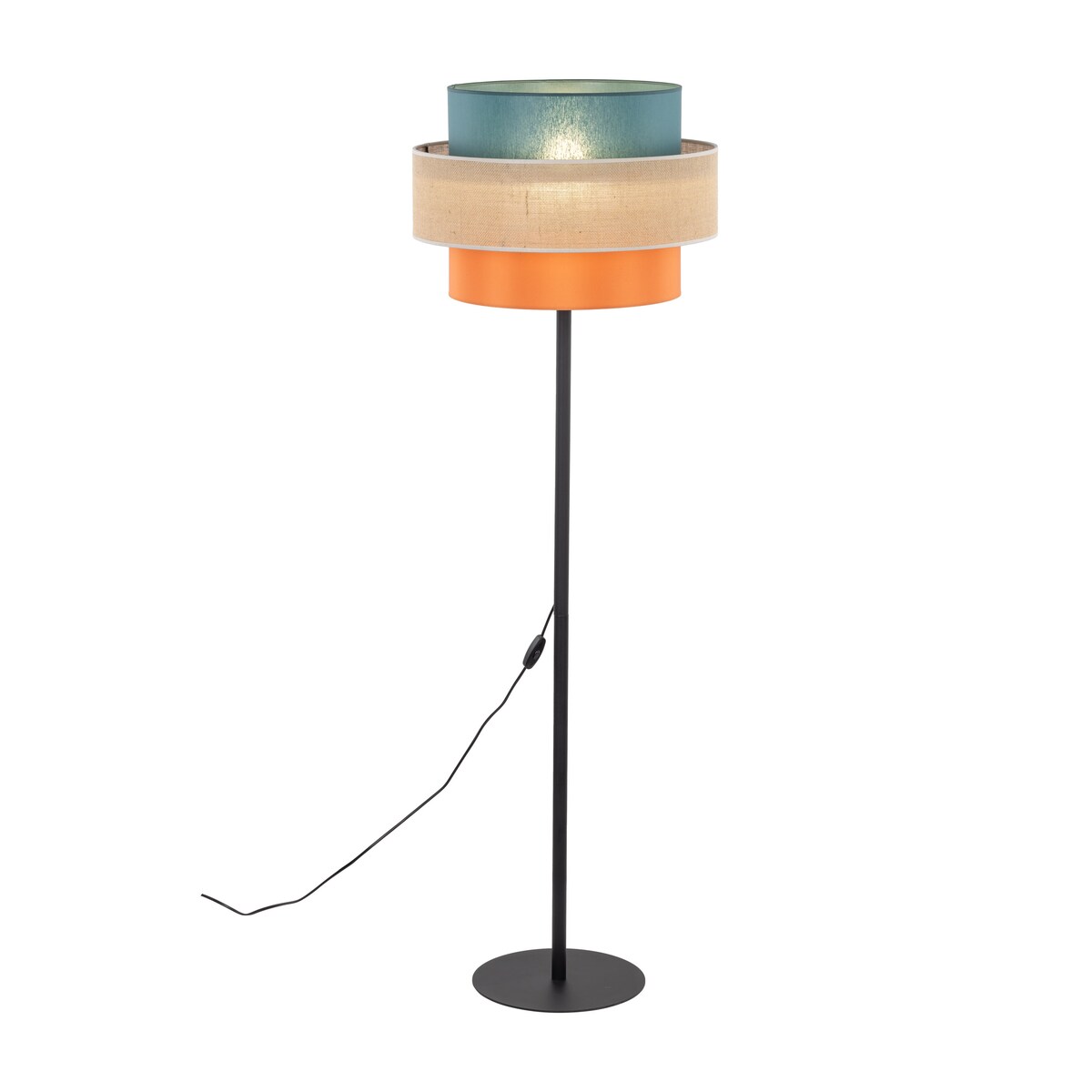 Lampa podłogowa TK Lighting TRIO JUTA MIX 6452 E27 159 cm wielokolorowa z kloszem z tkaniny i juty do salonu