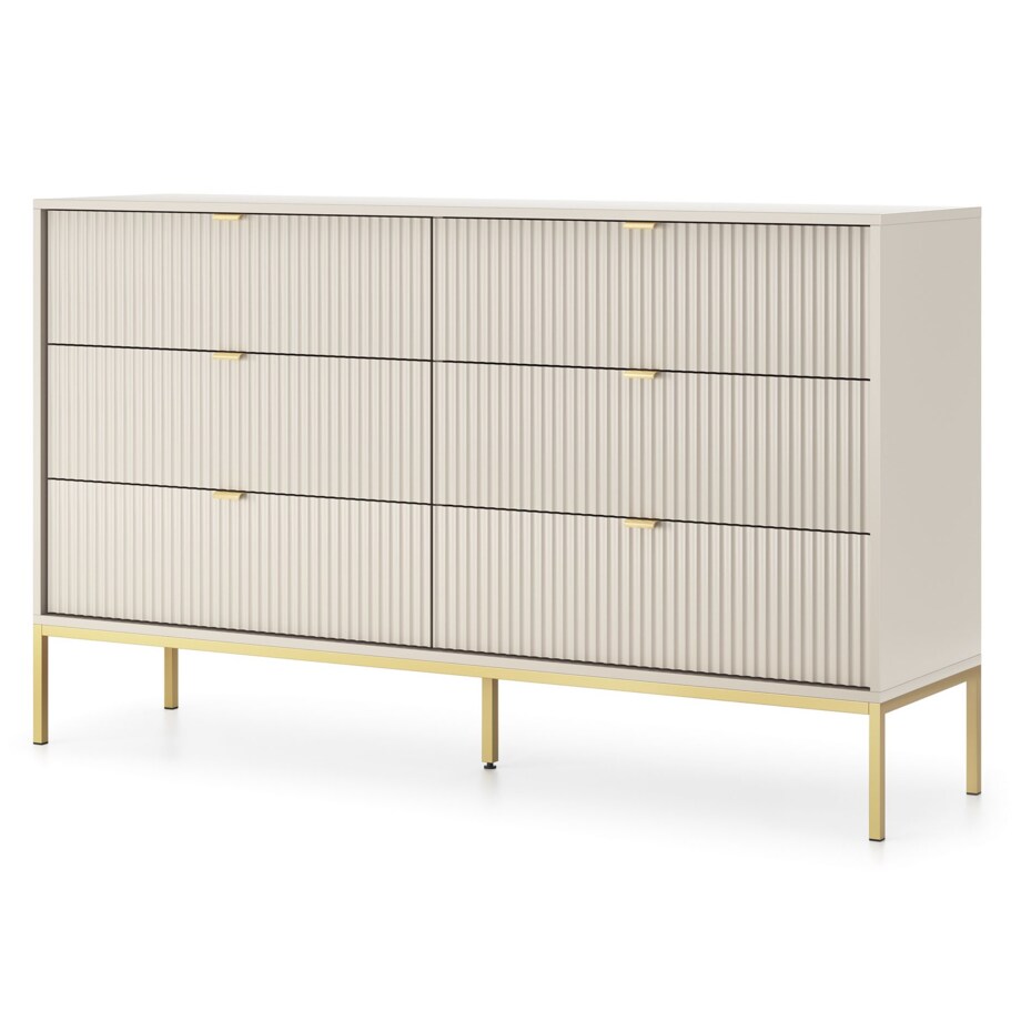 Komoda NEW w stylu glamour KS154 - kaszmirowa + st. złoty