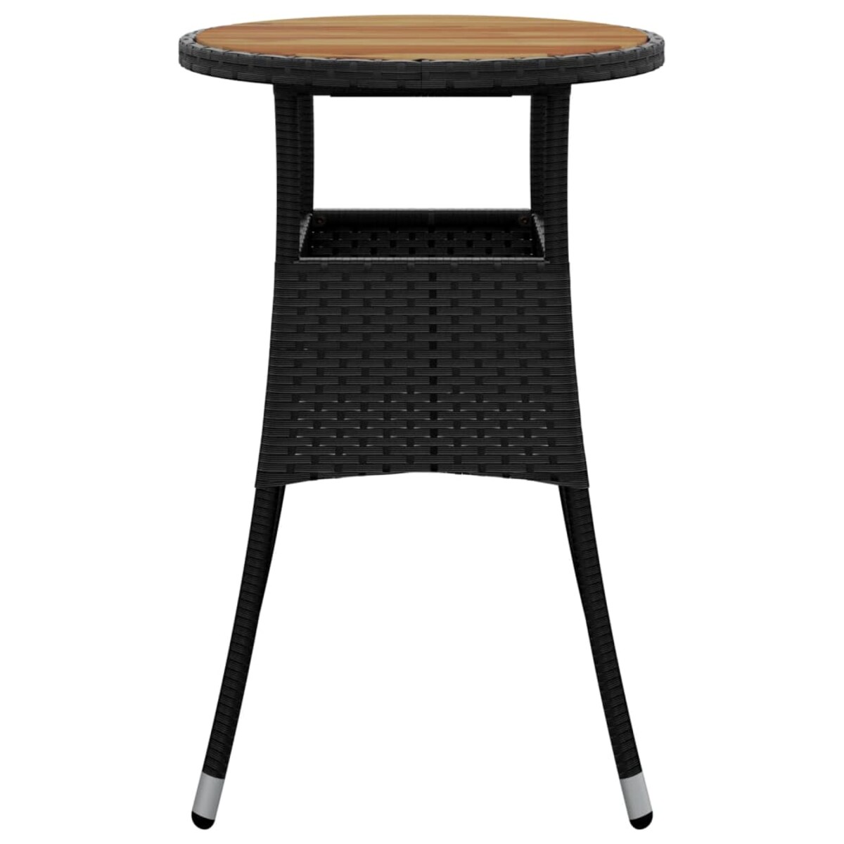 vidaXL Stolik ogrodowy, Ø60x75 cm, akacja i rattan PE, czarny