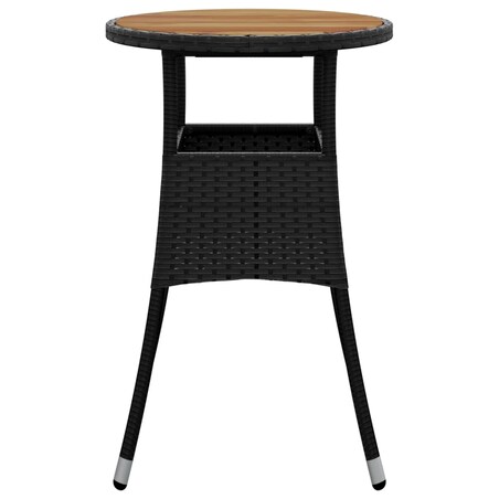 vidaXL Stolik ogrodowy, Ø60x75 cm, akacja i rattan PE, czarny