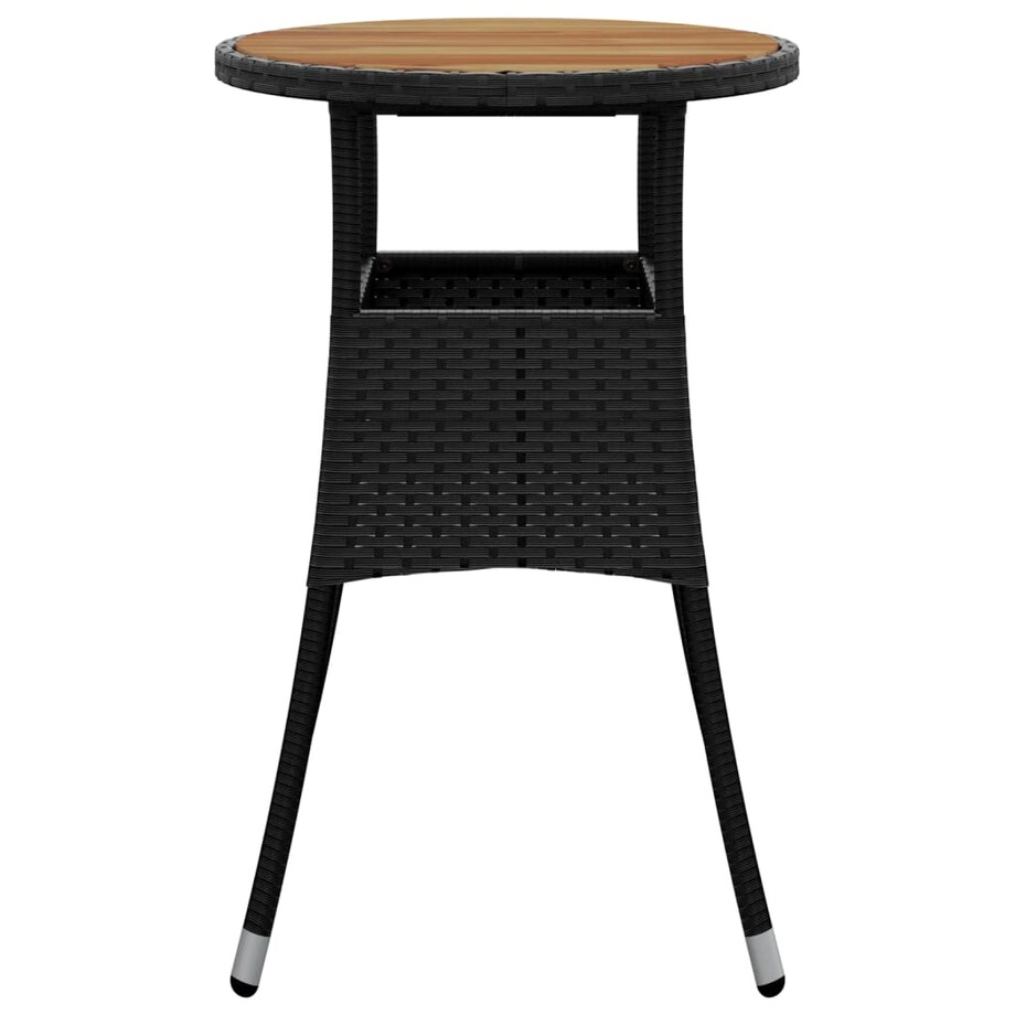 vidaXL Stolik ogrodowy, Ø60x75 cm, akacja i rattan PE, czarny