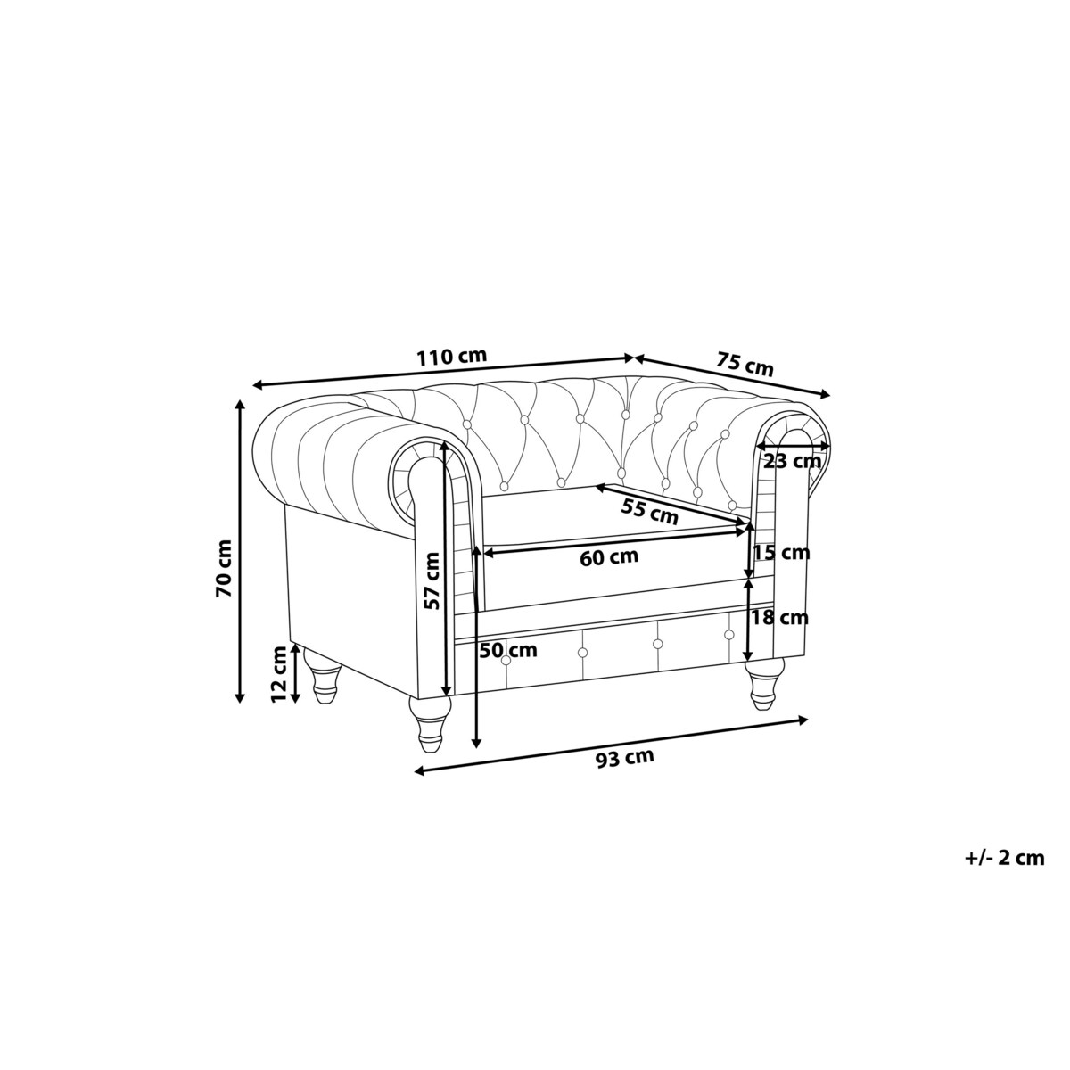 Fotel beżowy CHESTERFIELD