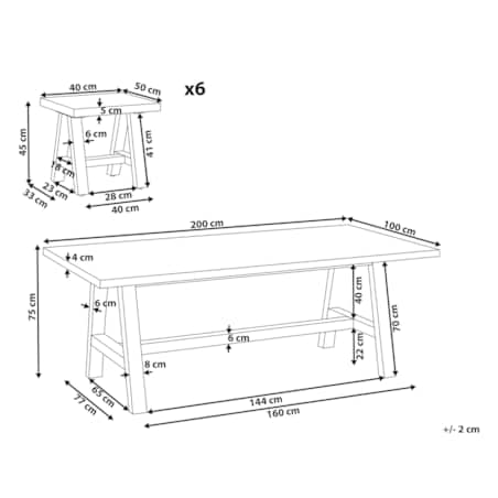 Zestaw ogrodowy ze stołkami dla 6 osób TONNARE Beton Szary