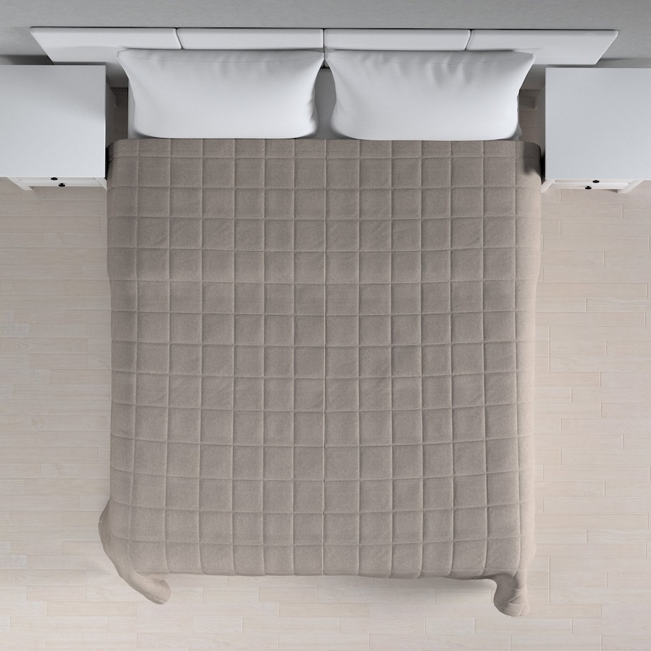 Narzuta pikowana w kratę 260x210 beżowo-szary
