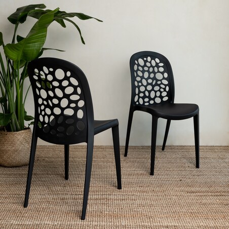 Krzesło plastikowe czarne nowoczesne do salonu ogrodu na balkon