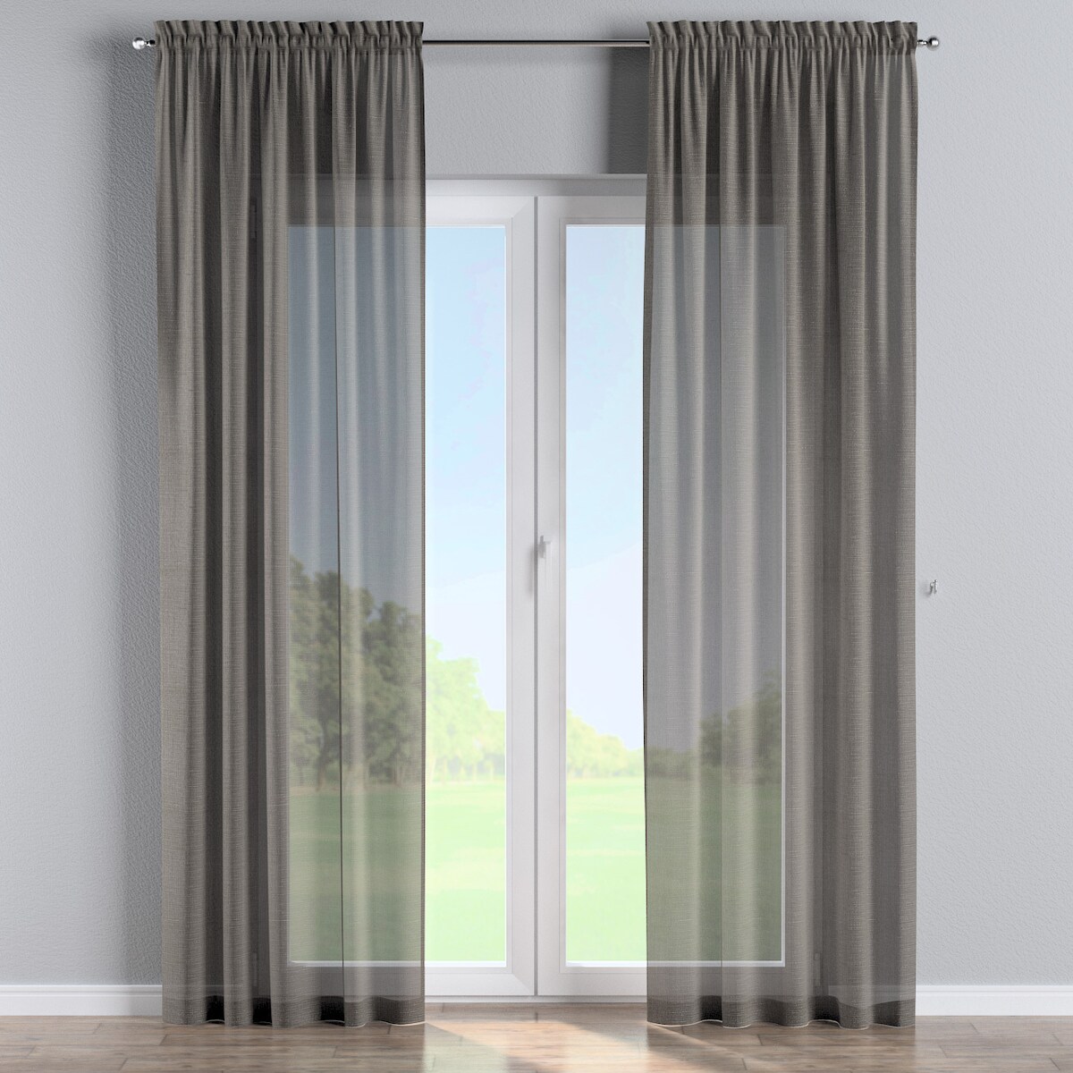 Zasłona na kanale z grzywką 1 szt. 130x245 szary