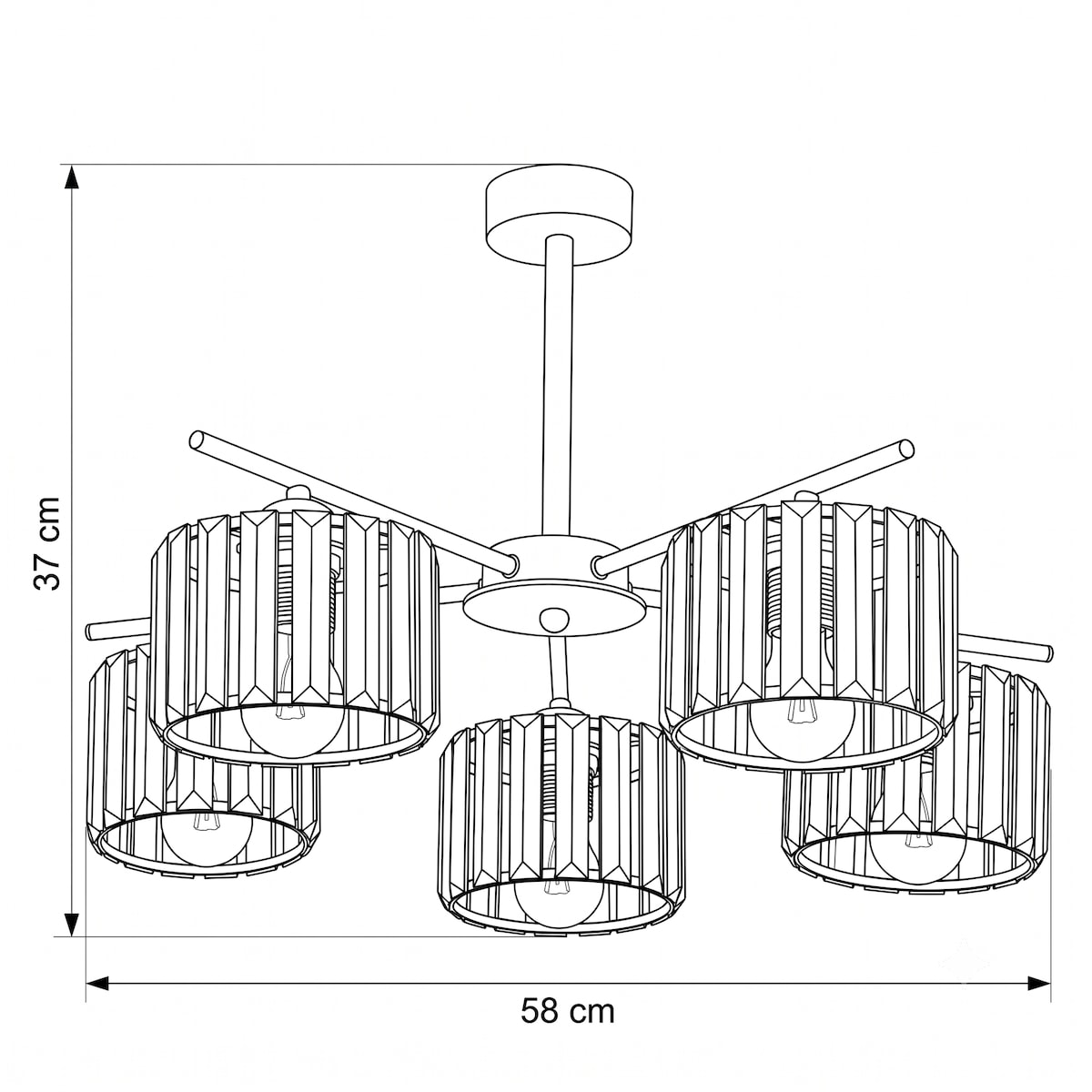 lampa sufitowa wisząca 5 punktowa edylit glamour do kuchni