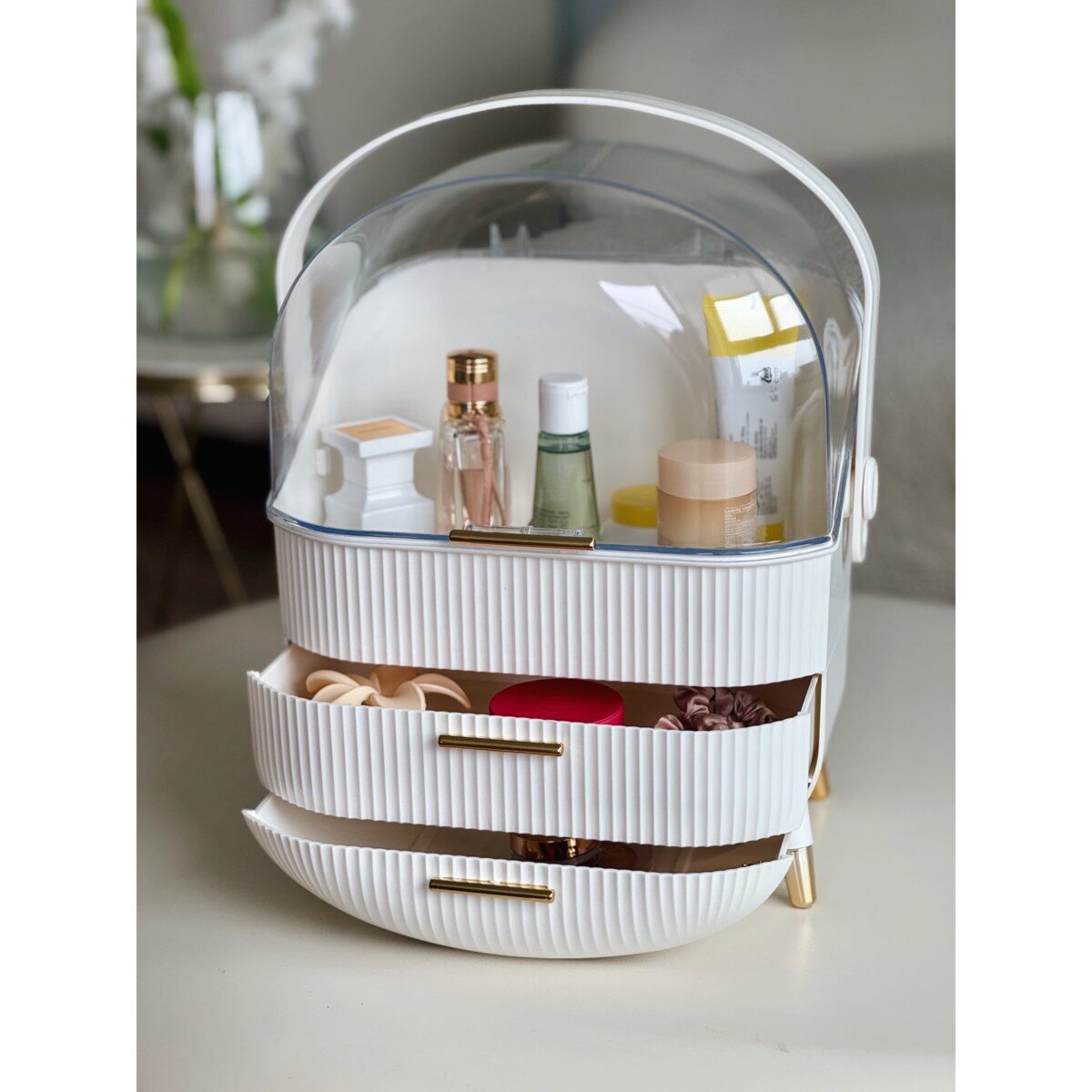 Organizer na kosmetyki XL kosmetyczka beżowa