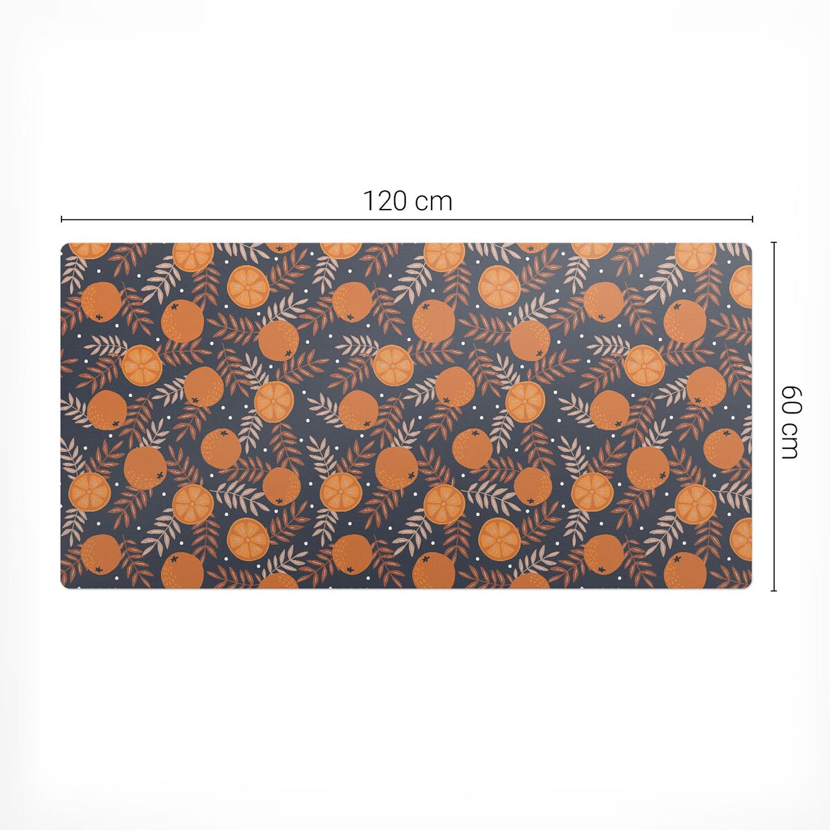 Pomarańczowa mata na biurko Pomarańcze i liście, 120x60 cm