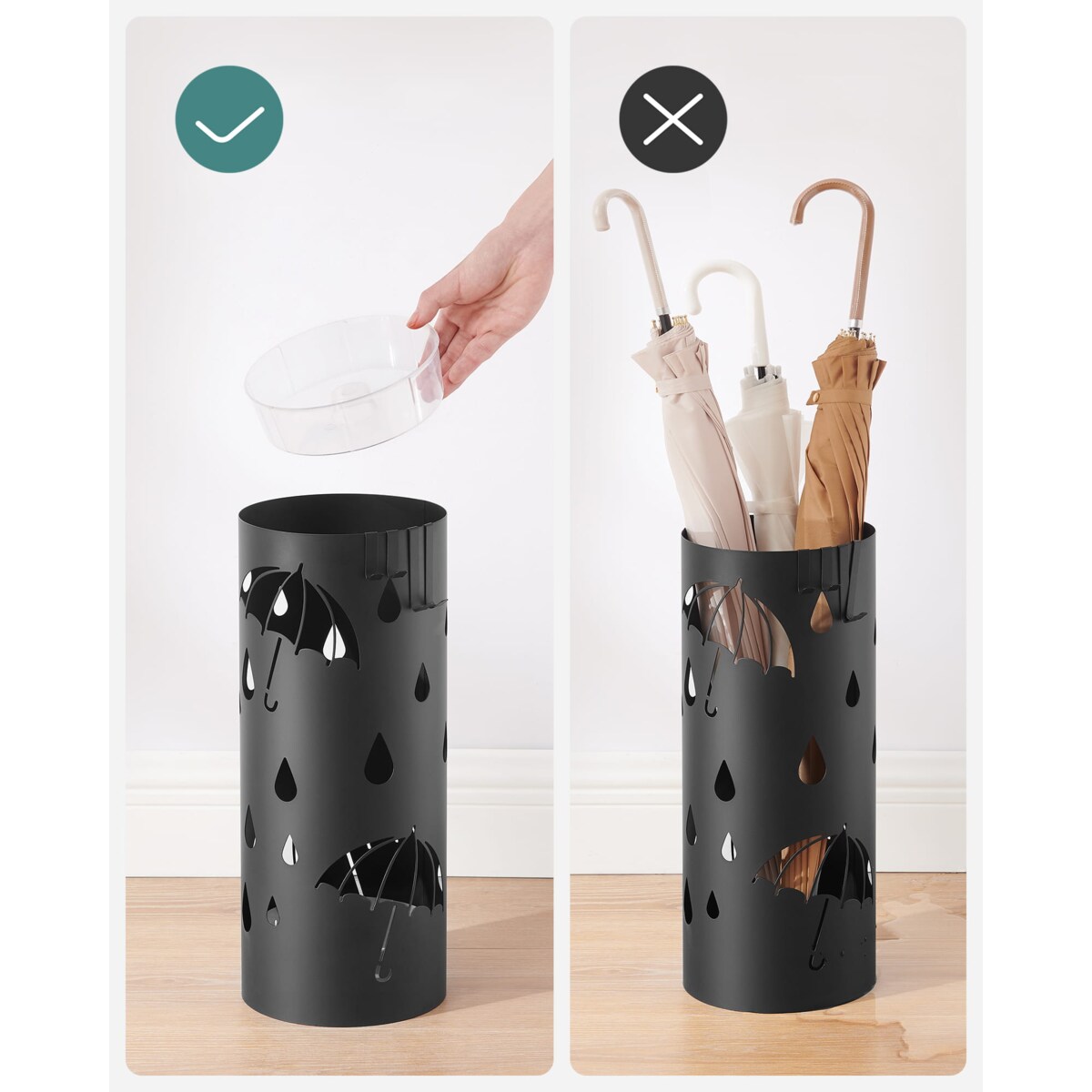 Parasolnik Metalowy 17X41 Cm Czarny