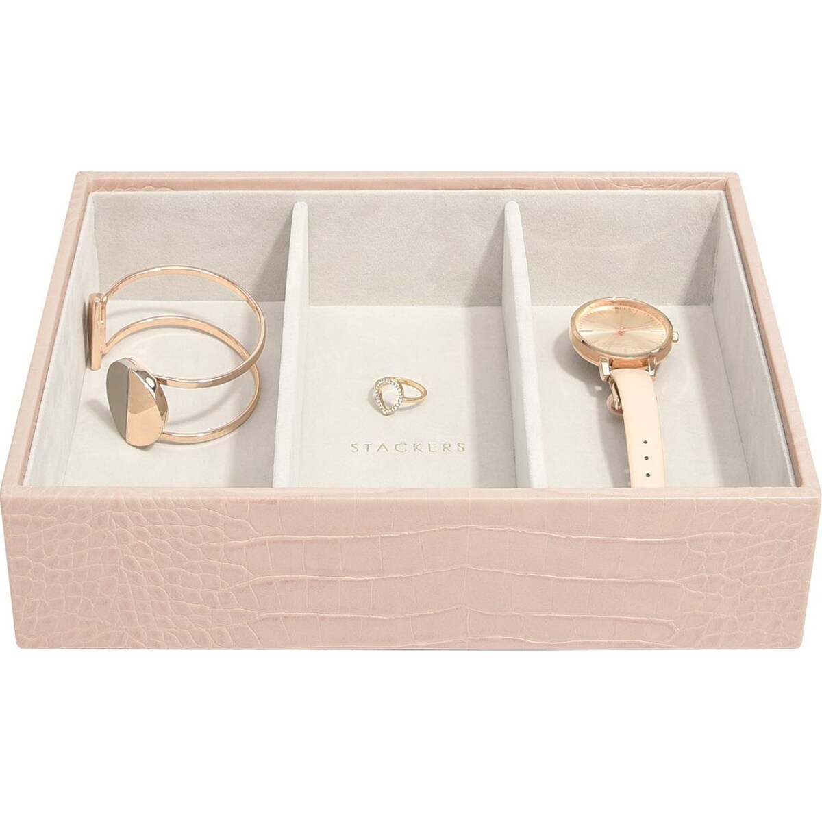 Szkatułka na biżuterię Stackers Croc 3 komorowa classic różowa