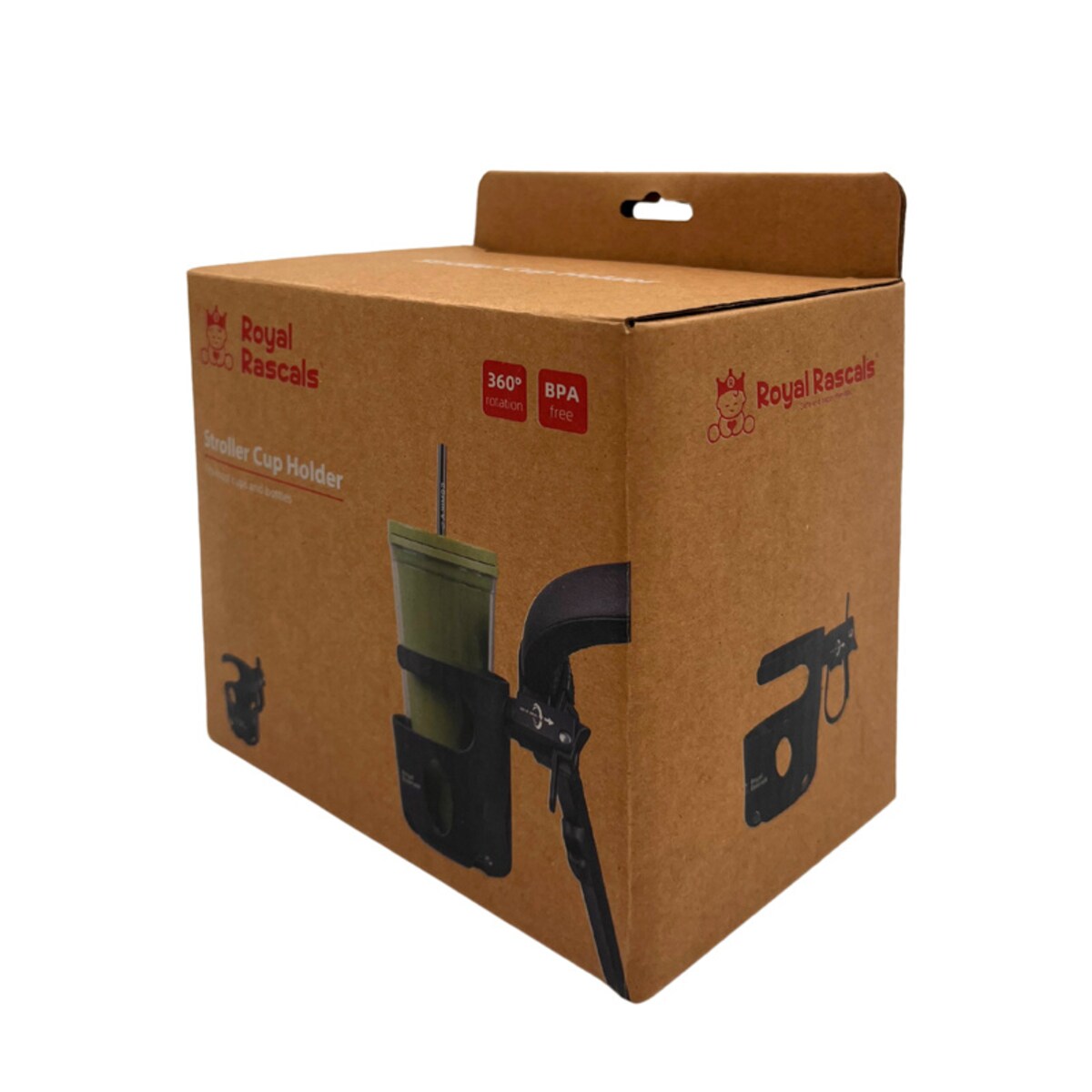 Uniwersalny uchwyt na kubek do wózka dziecięcego czarny 1 szt., Royal Rascals