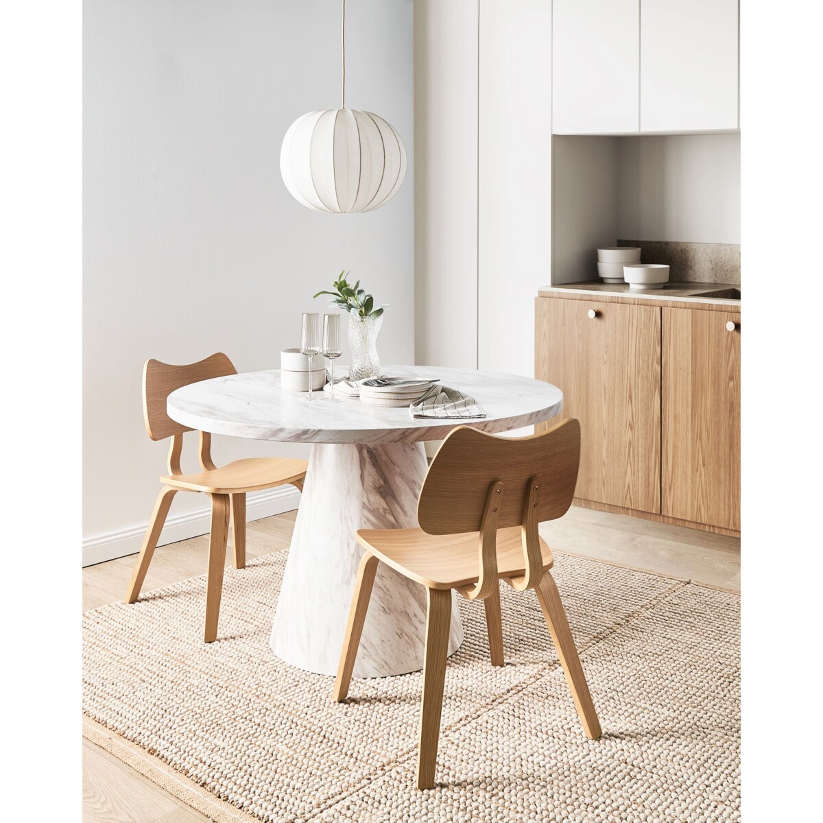 Zestaw 2 krzeseł do jadalni DIANA Drewno Jasnobrązowy