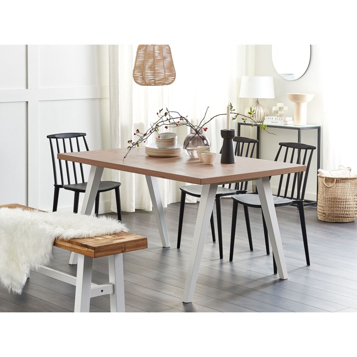 Stół do jadalni 150 x 90 cm jasne drewno z białym LENISTER