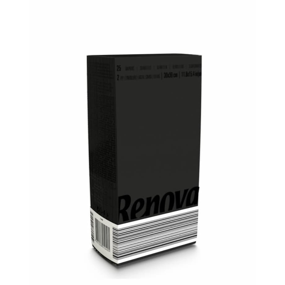 Czarne składane serwetki Renova 39x30cm 25 sztuk