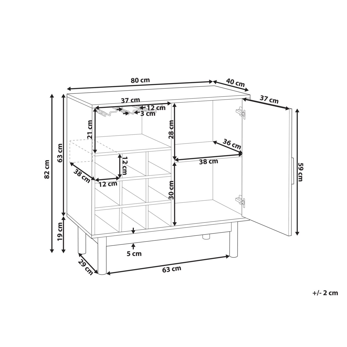 Szafka z półką na wino COSTELLO Jasnobrązowy
