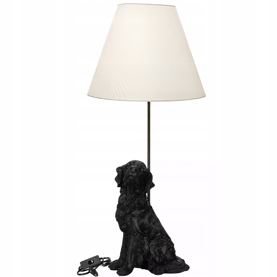LAMPA PSA STOŁOWA BIURKOWA NOCNA PIES lampka E27 50cm czarna do salonu