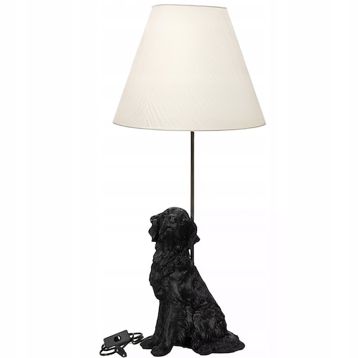 LAMPA PSA STOŁOWA BIURKOWA NOCNA PIES lampka E27 50cm czarna do salonu
