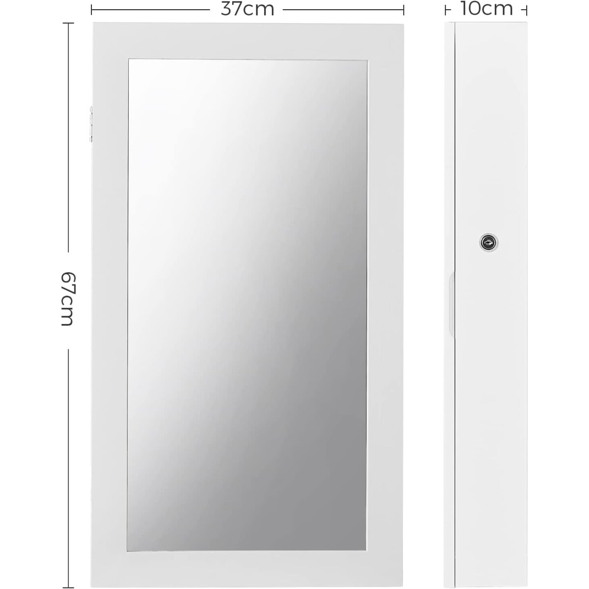 Szafka Z Lustrem Na Biżuterię 37X10X67 Cm Biały