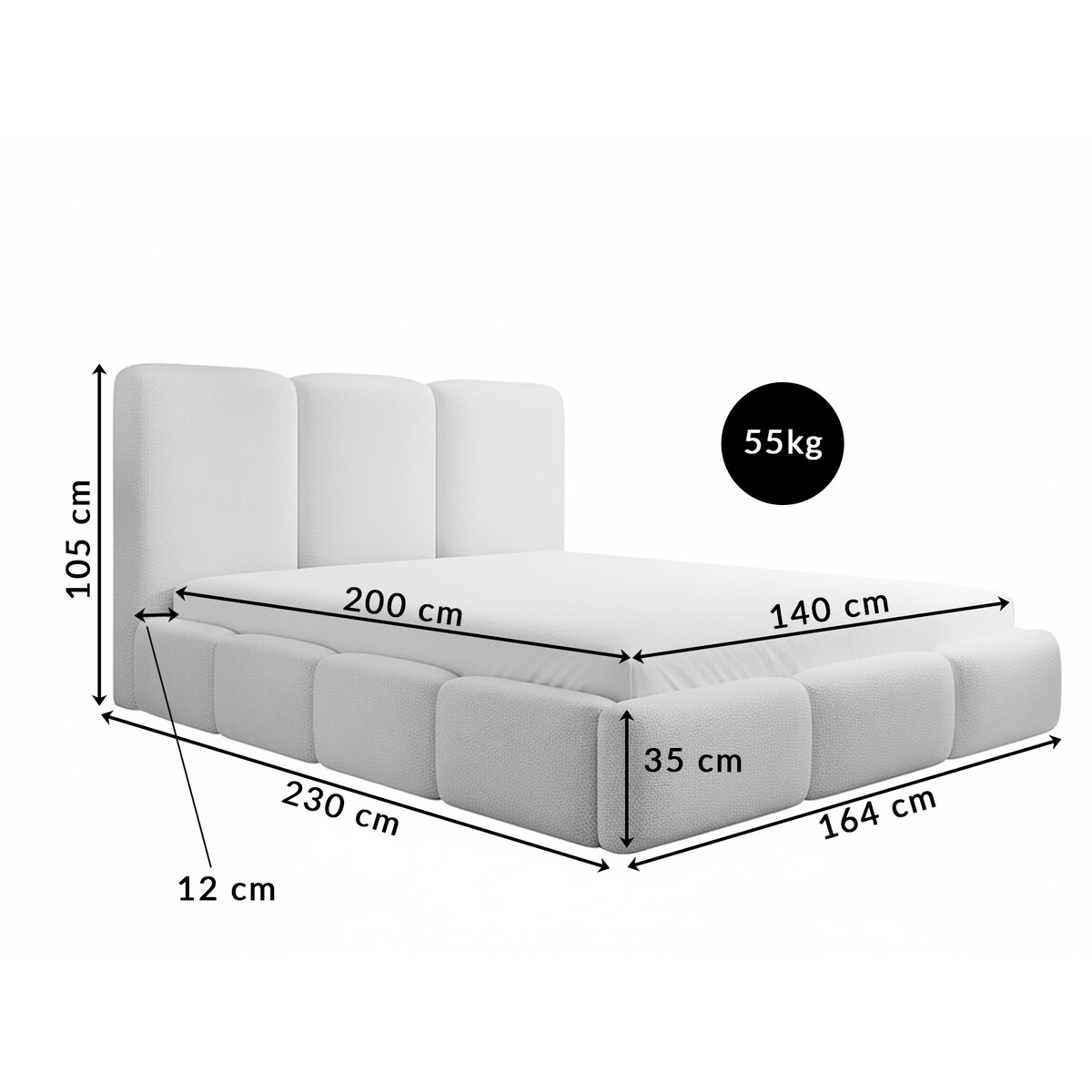 Łóżko Tapicerowane Capri 140X200 Stelaż Pojemnik Na Pościel Loop 06