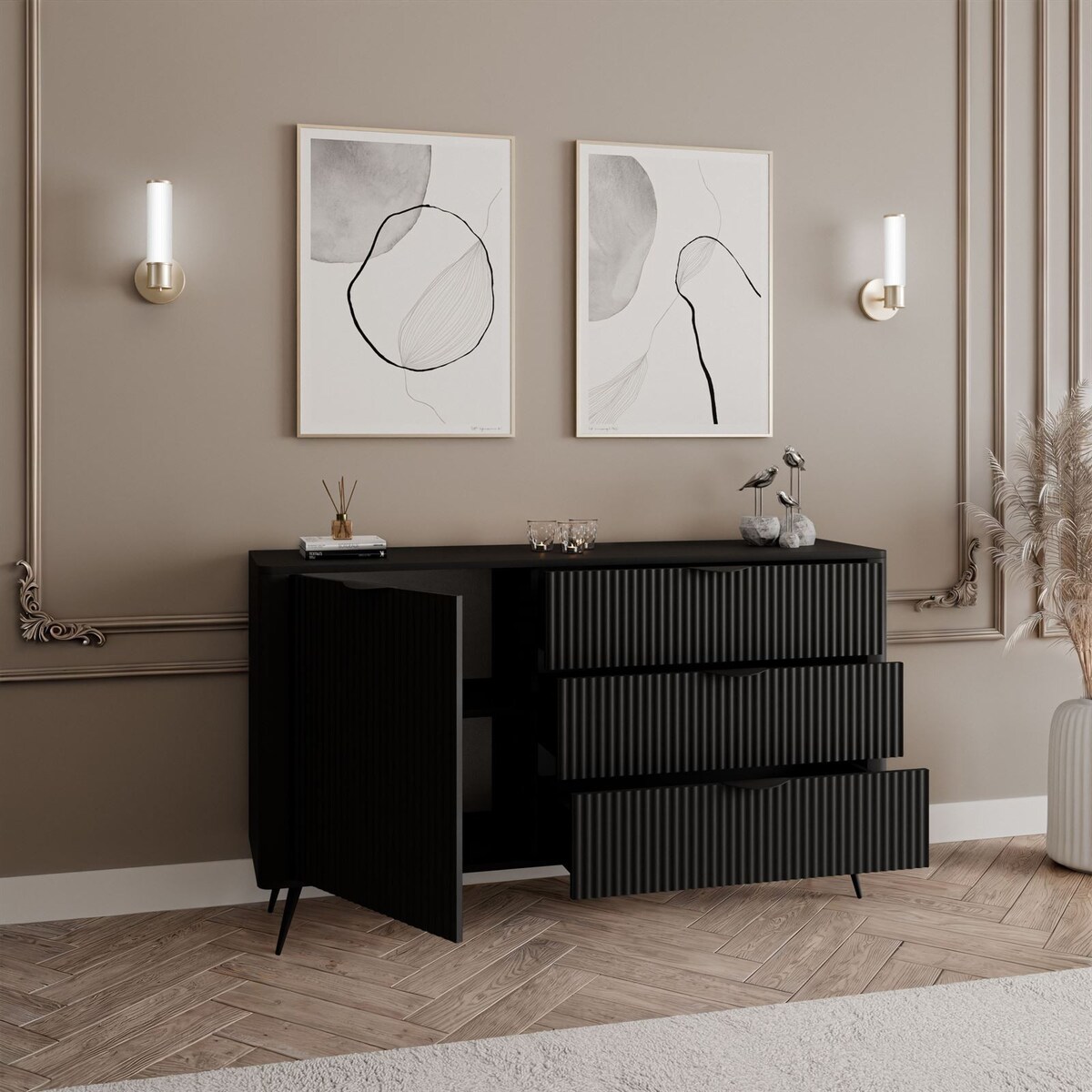 Komoda SCARLETT 138 1D3S z szufladami czarna