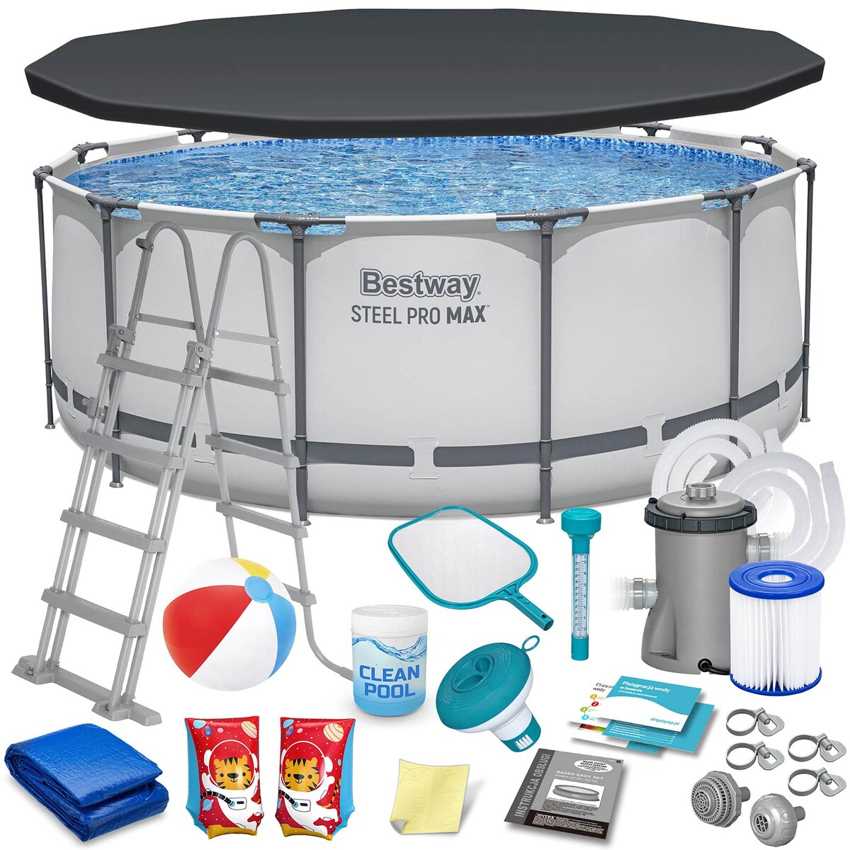 Basen ogrodowy stelażowy 366x122 cm BESTWAY zestaw 17w1