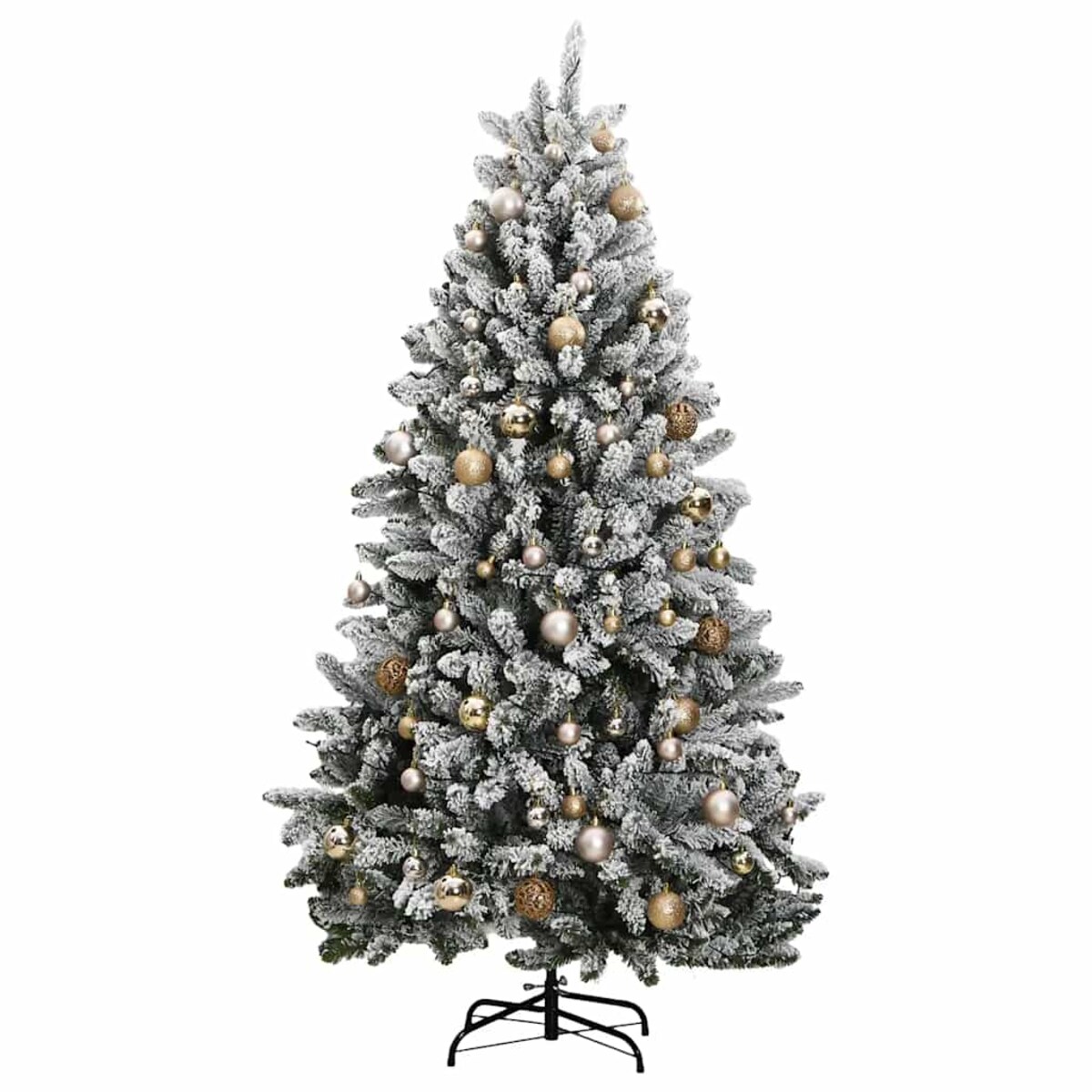 vidaXL Sztuczna choinka na zawiasach, 300 lampek LED i bombki, 240 cm