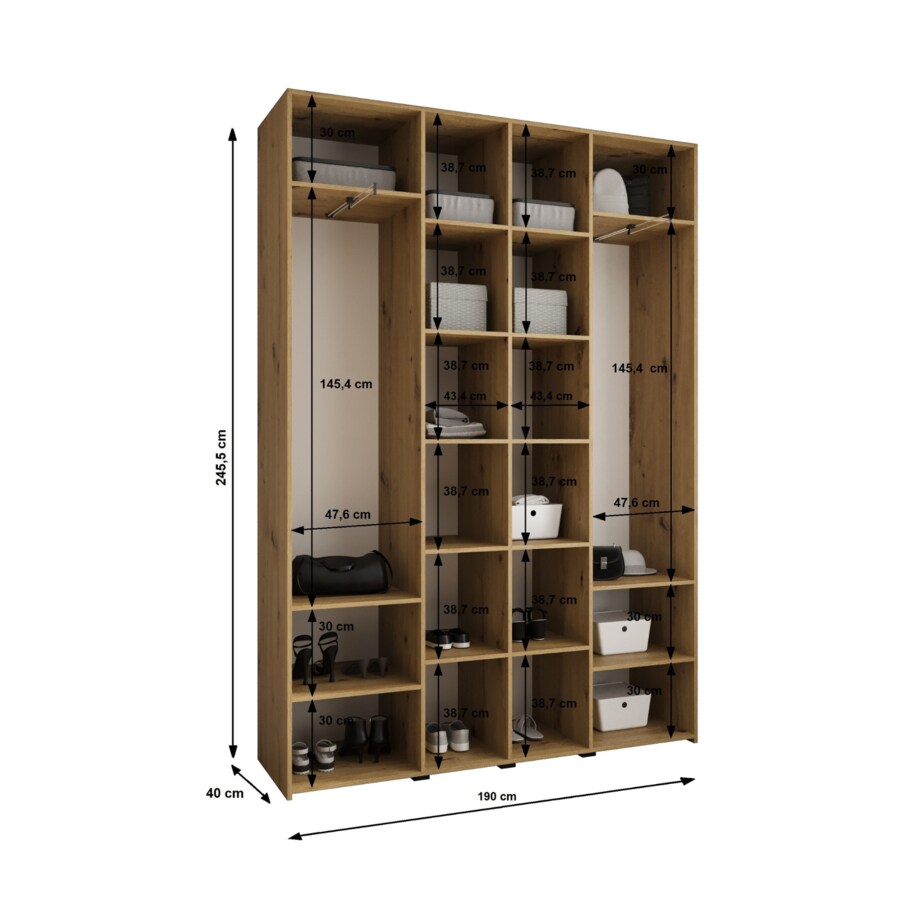 Szafa czterodrzwiowa Como 2 190 gł.40 biały+czarny