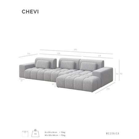 Chevi Sofa narożna - turkusowa