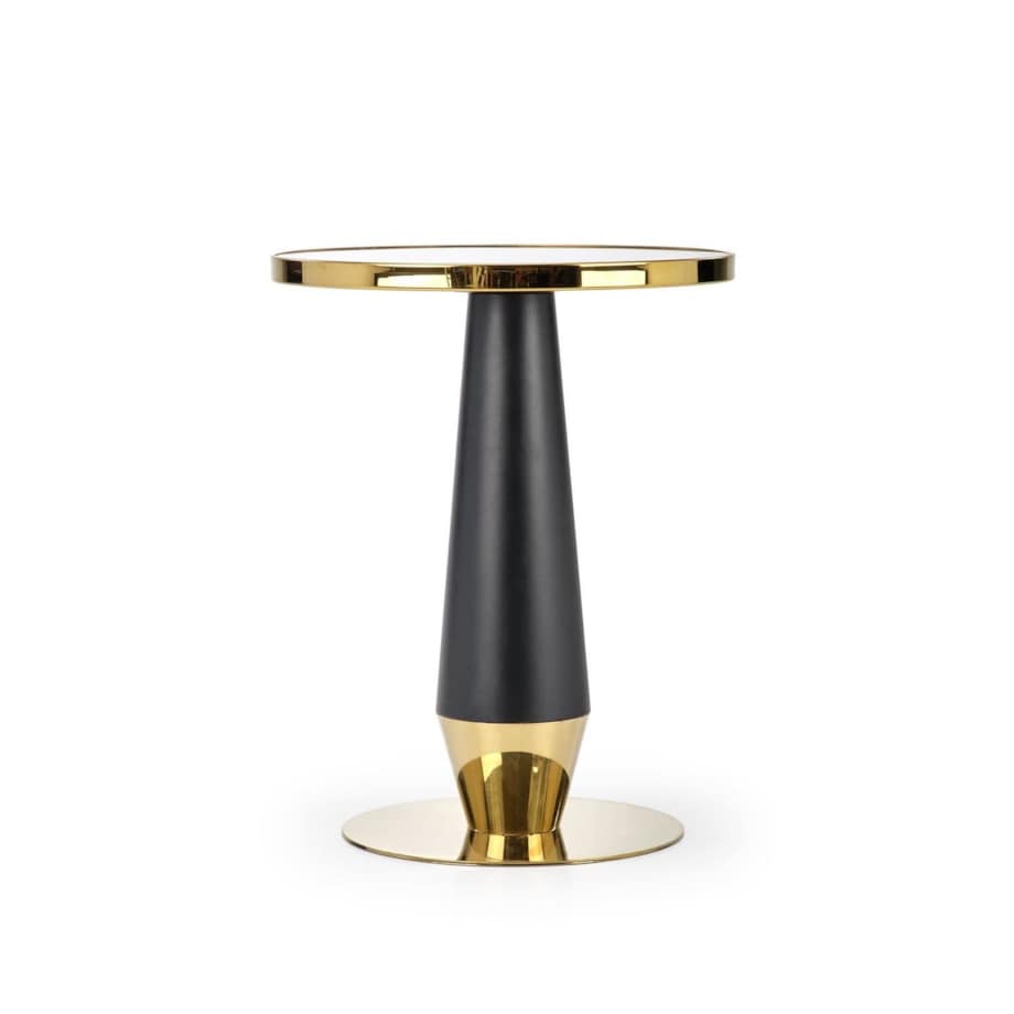 STÓŁ OKRĄGŁY Nasoma BLAT CERAMICZNY czarny marmur i złoty